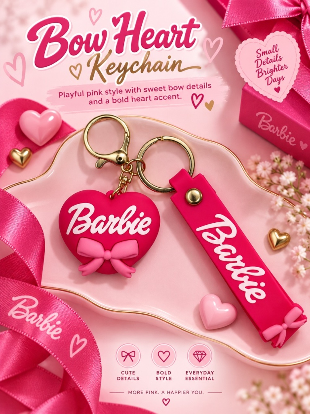 Bow Heart Keychain